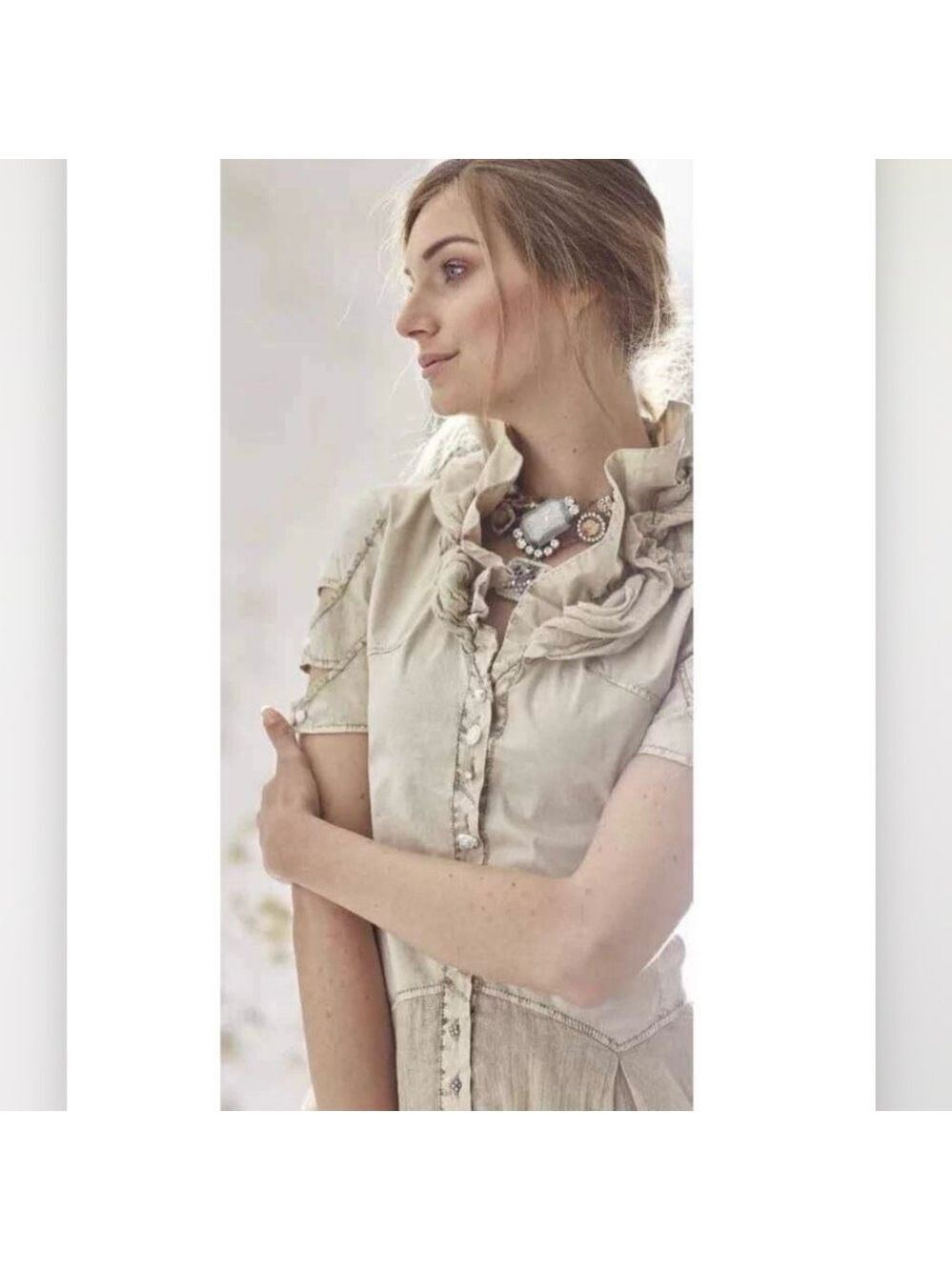 Elisa Cavaletti by Daniela Dallavalle Beige Cotton Top Shirt Size Extra Small